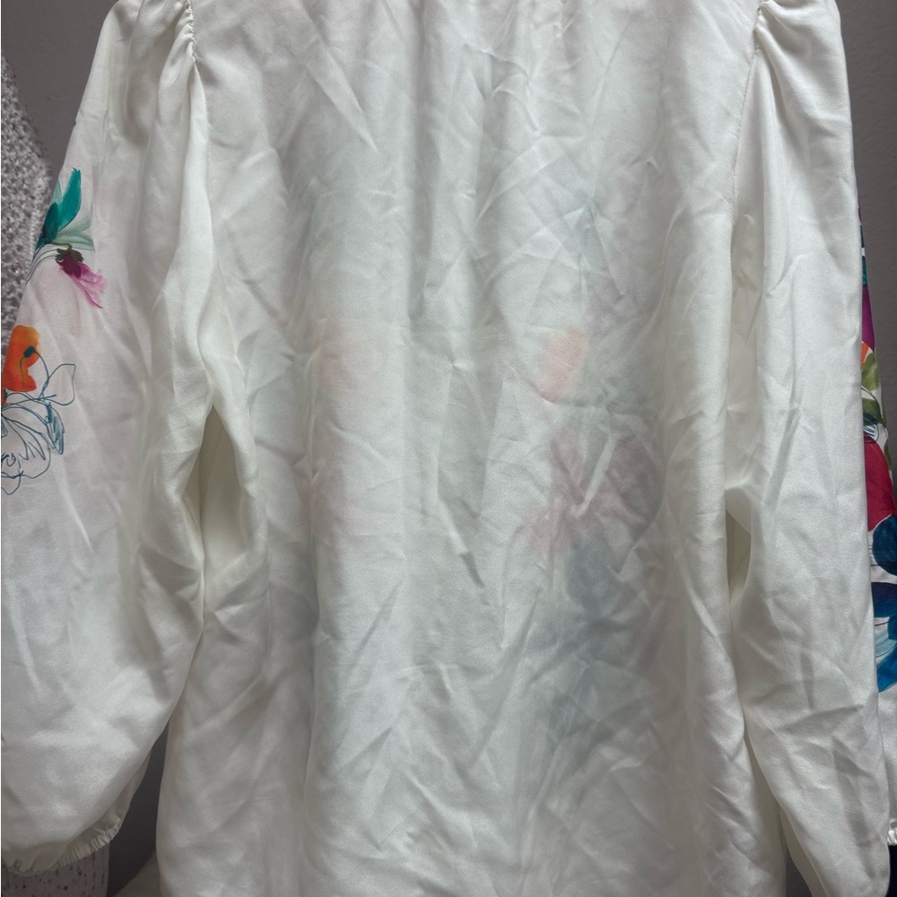 GO BY GO SILK Go Poet Society White Floral Blouse - Picture 5 of 5